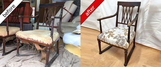 椅子の張り替えビフォーアフター